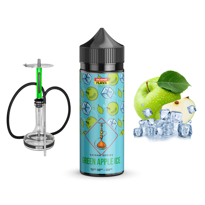 جویس هورنی قلیانی سیب سبز یخ 120 میل | HORNY GREEN APPLE ICE SHISHA JUICE
